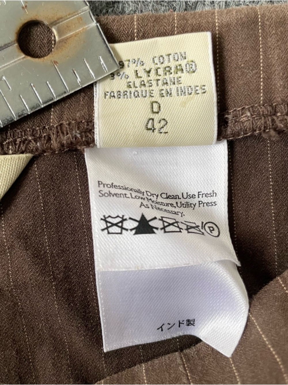 Eddie Bauer Brown Pinstripe Dress Pants Womens Size 12 Career Stretch - Picture 3 of 8
